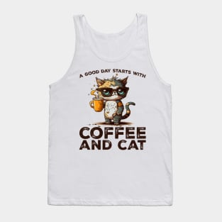 A Good Day Starts With Coffee and Cat Cat Lovers Coffee Lovers Gift Idea Tank Top